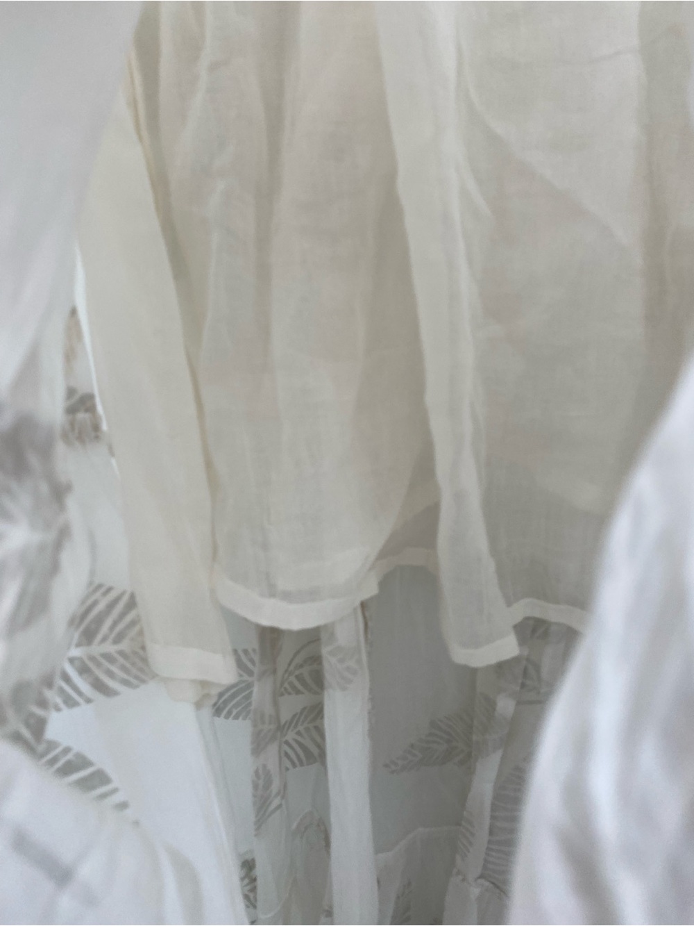 NWT Debbie Katz White Maxi Skirt w Metallic Gold Leaf Print & Drawstring Waist L - Picture 8 of 8